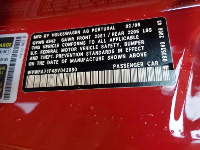 WVWFA71F48V043080 - 2008 VOLKSWAGEN EOS LUX 红色 照片 13