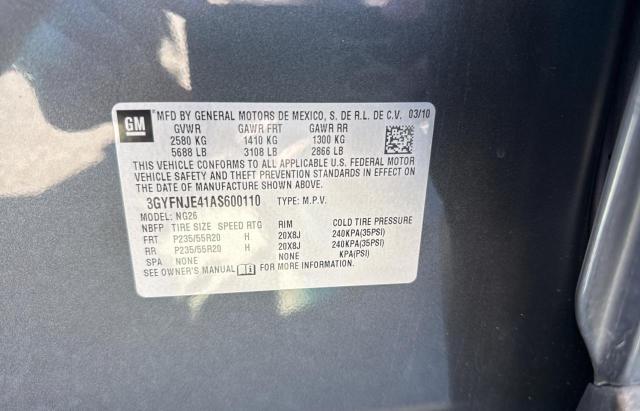 3GYFNJE41AS600110 - 2010 CADILLAC SRX PERFORMANCE COLLECTION GRAY photo 10