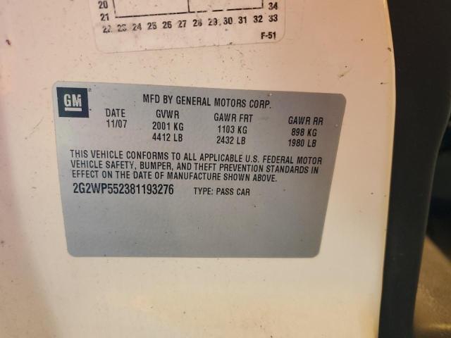 2G2WP552381193276 - 2008 PONTIAC GRAND PRIX 白色 照片 12