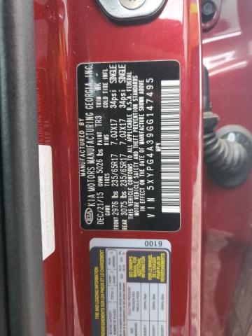 5XYPG4A39GG147495 - 2016 KIA SORENTO LX RED photo 13