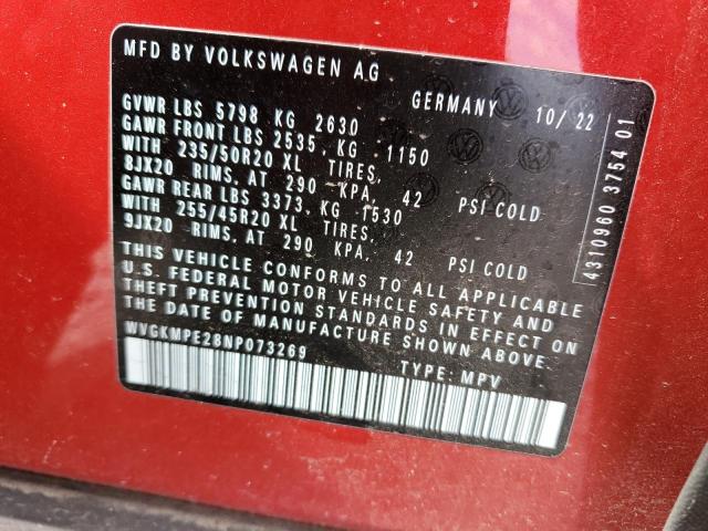 WVGKMPE28NP073269 - 2022 VOLKSWAGEN ID.4 PRO S 红色 照片 14