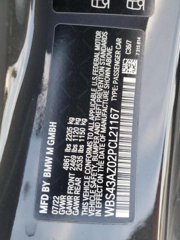 WBS43AZ02PCL21167 - 2023 BMW M4 COMPETITION GRAY photo 12