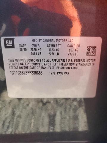 1G11C5SL8FF335358 - 2015 CHEVROLET MALIBU 1LT 灰色 照片 12