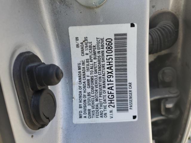 2HGFA1F9XAH510860 - 2010 HONDA CIVIC EXL Gümüş foto 12