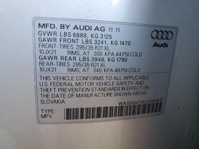WA1DGAFE5CD004817 - 2012 AUDI Q7 PRESTIGE 银色 照片 12