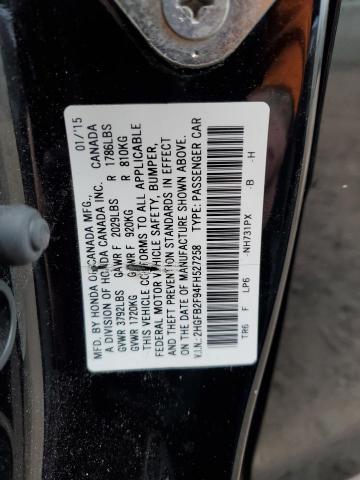 2HGFB2F94FH527258 - 2015 HONDA CIVIC EXL BLACK photo 12