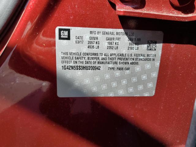 1G4ZN5SS3HU200942 - 2017 BUICK LACROSSE PREFERRED RED photo 12