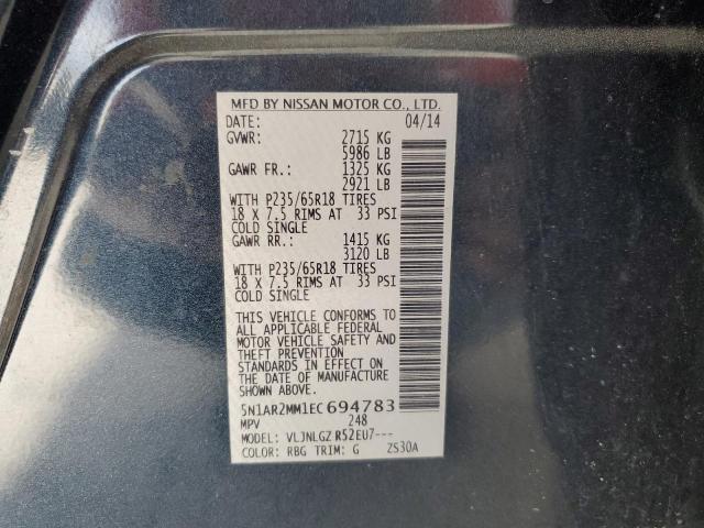 5N1AR2MM1EC694783 - 2014 NISSAN PATHFINDER S 蓝色 照片 12