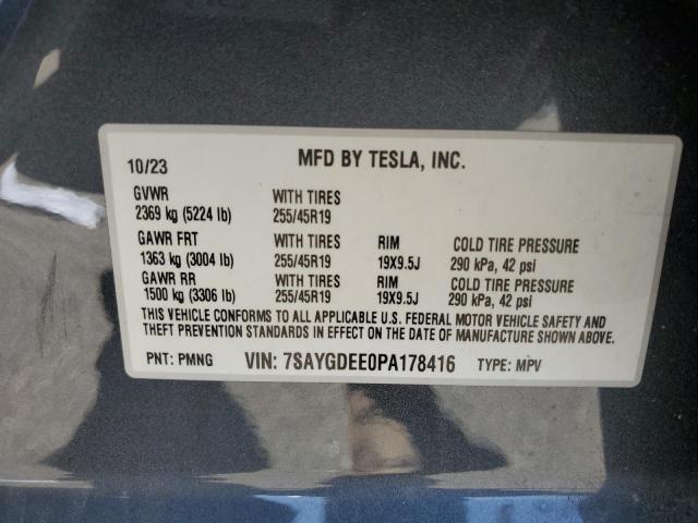 7SAYGDEE0PA178416 - 2023 TESLA MODEL Y GRAY photo 13