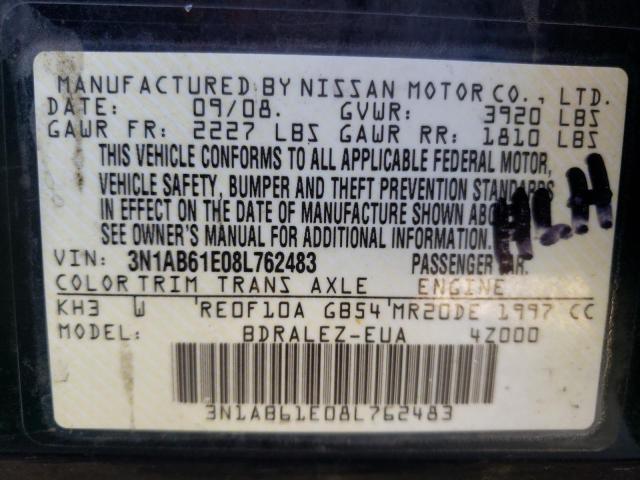 3N1AB61E08L762483 - 2008 NISSAN SENTRA 2.0 BLACK photo 12