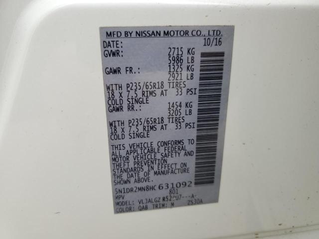 5N1DR2MN8HC631092 - 2017 NISSAN PATHFINDER S WHITE photo 13