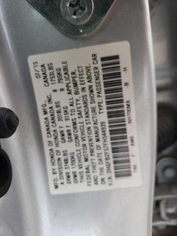 2HGFB2F57FH544939 - 2015 HONDA CIVIC LX GRAY photo 12