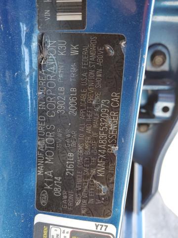 KNAFX4A83F5320973 - 2015 KIA FORTE EX BLUE photo 12