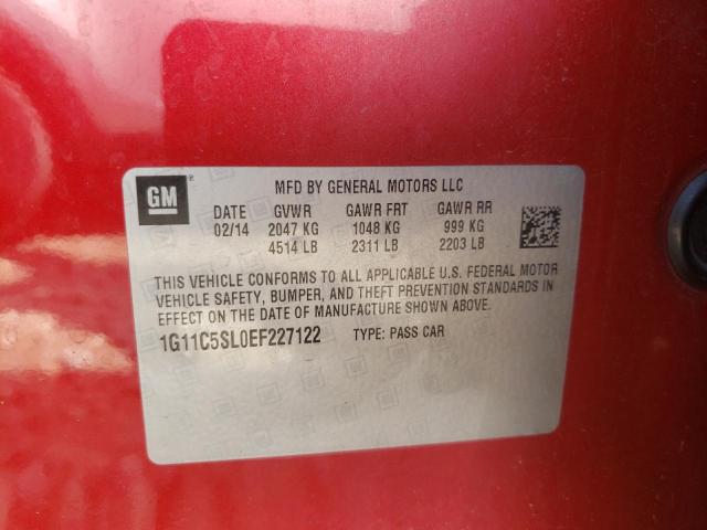 1G11C5SL0EF227122 - 2014 CHEVROLET MALIBU 1LT ბურგუნდია ფოტო 12