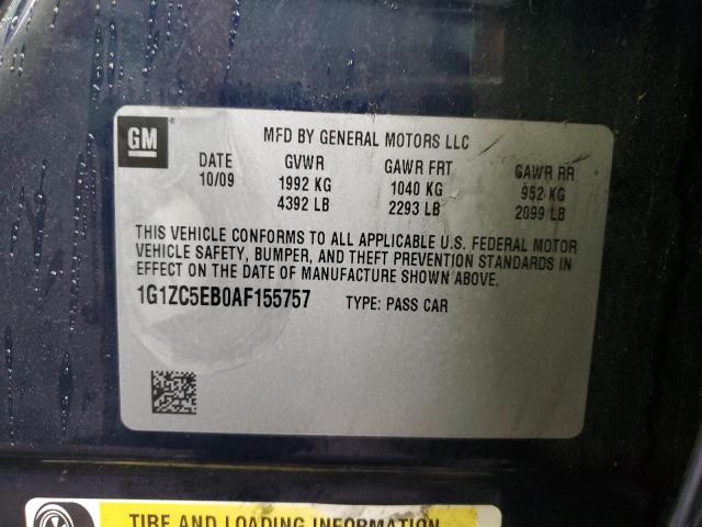 1G1ZC5EB0AF155757 - 2010 CHEVROLET MALIBU 1LT BLUE photo 12