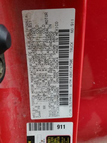 3TMJU62N98M062865 - 2008 TOYOTA TACOMA DOUBLE CAB PRERUNNER RED photo 12