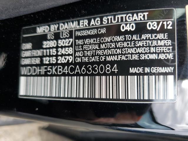 WDDHF5KB4CA633084 - 2012 MERCEDES-BENZ E 350 BLACK photo 12