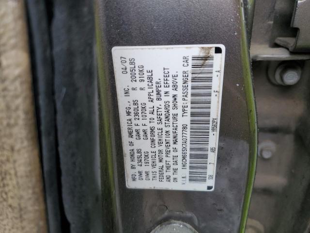 1HGCM665X7A077780 - 2007 HONDA ACCORD EX BLACK photo 12