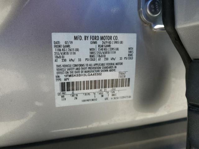 1FMSK8BH3LGA45302 - 2020 FORD EXPLORER SILVER photo 13