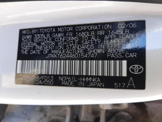 JTKKT624460154747 - 2006 TOYOTA SCION XA WHITE photo 12