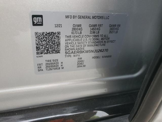 5GAERBKW5NJ126270 - 2022 BUICK ENCLAVE ESSENCE ვერცხლისფერი ფოტო 14