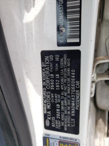 KNADM4A37G6606440 - 2016 KIA RIO LX WHITE photo 12