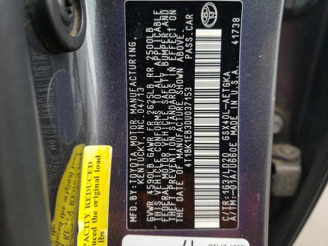 4T1BK1EB3DU037153 - 2013 TOYOTA AVALON BASE Grafit foto 12