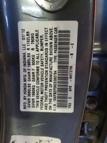 19XFB2F59CE080784 - 2012 HONDA CIVIC LX GRAY photo 12