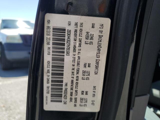 2B3KA43G27H781603 - 2007 DODGE CHARGER SE BLACK photo 12