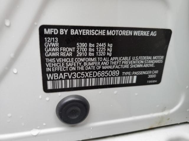 WBAFV3C5XED685089 - 2014 BMW 535 D XDRIVE WHITE photo 12