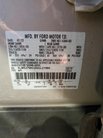 5LM5J7WC2NGL21980 - 2022 LINCOLN AVIATOR RESERVE Blanc photo 14