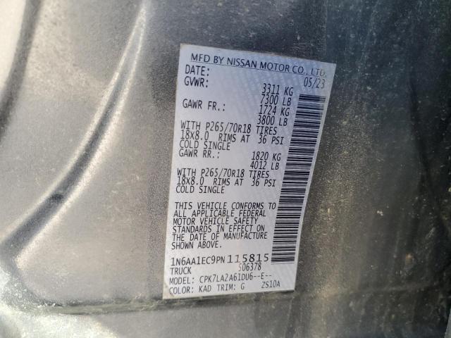 1N6AA1EC9PN115815 - 2023 NISSAN TITAN S GRAY photo 12