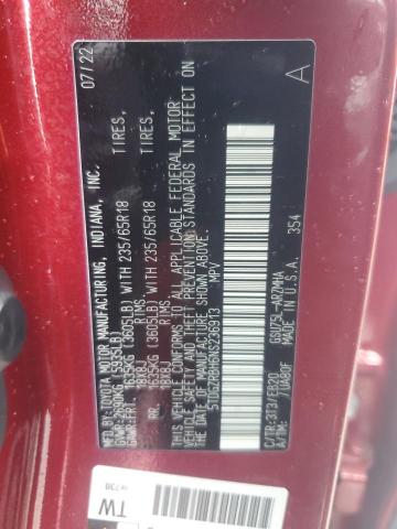 5TDGZRBH6NS236913 - 2022 TOYOTA HIGHLANDER XLE 红色 照片 13