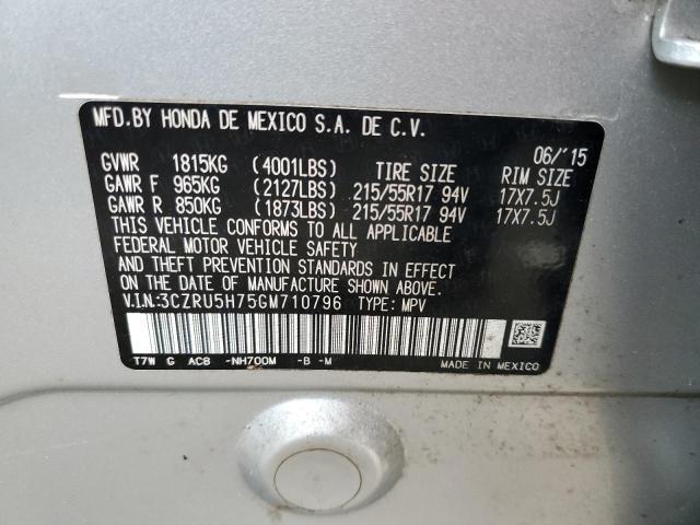 3CZRU5H75GM710796 - 2016 HONDA HR-V EXL SILVER photo 13