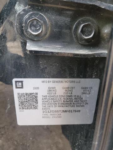 1G1ZG5ST2MF017949 - 2021 CHEVROLET MALIBU RS BLACK photo 13