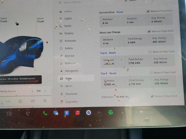 5YJYGDEEXMF210171 - 2021 TESLA MODEL Y BLUE photo 9