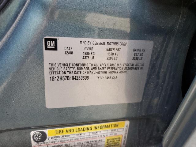 1G1ZH57B194230696 - 2009 CHEVROLET MALIBU 1LT GRAY photo 12