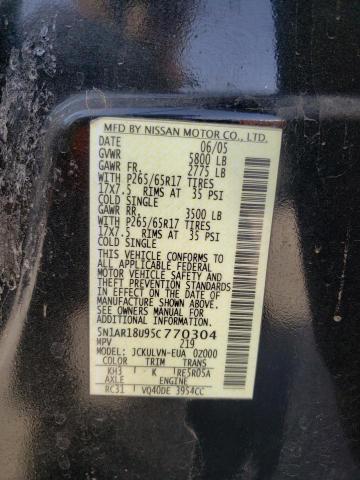 5N1AR18U95C770304 - 2005 NISSAN PATHFINDER LE 黑色 照片 14