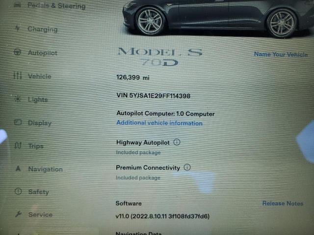 5YJSA1E29FF114398 - 2015 TESLA MODEL S Գրաֆիտ լուսանկար 9