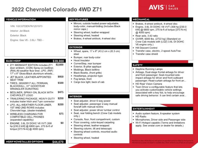 1GCGTDEN7N1251973 - 2022 CHEVROLET COLORADO Z71 BLACK photo 12