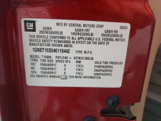 1GNET16S946118442 - 2004 CHEVROLET TRAILBLAZE EXT LS RED photo 13