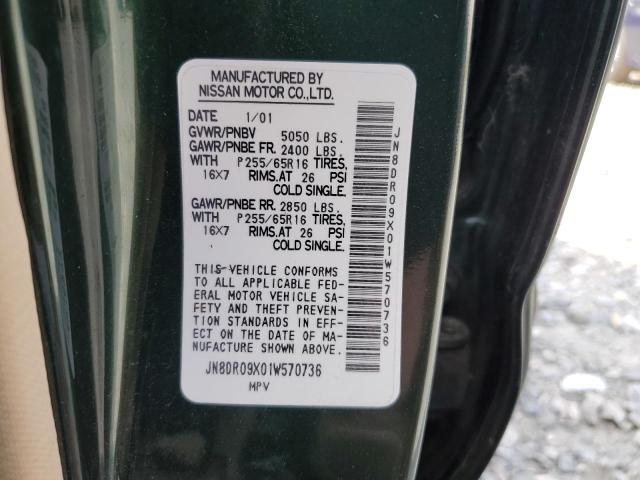 JN8DR09X01W570736 - 2001 NISSAN PATHFINDER LE 绿色 照片 13