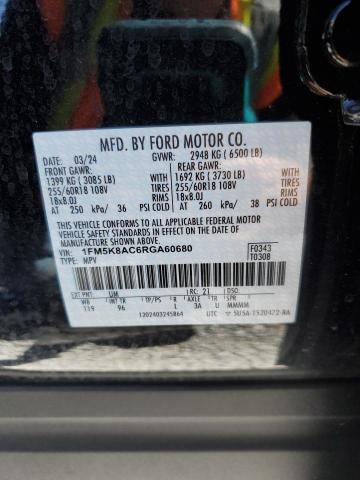 1FM5K8AC6RGA60680 - 2024 FORD EXPLORER POLICE INTERCEPTOR შავი ფოტო 13