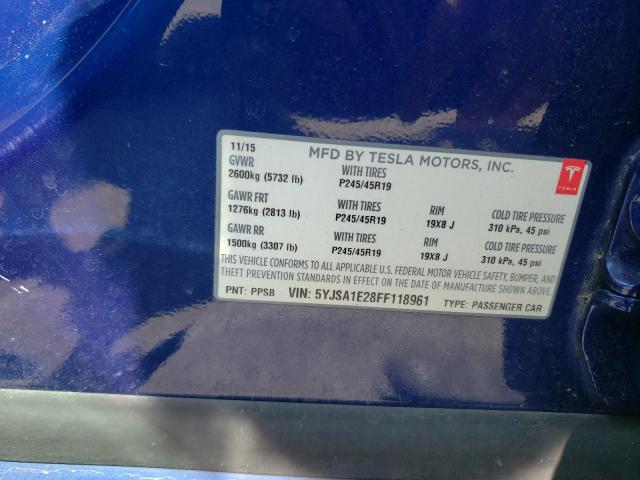 5YJSA1E28FF118961 - 2015 TESLA MODEL S Mavi foto 12
