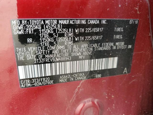 2T3ZFREV9JW488943 - 2018 TOYOTA RAV4 LE 栗色 照片 13