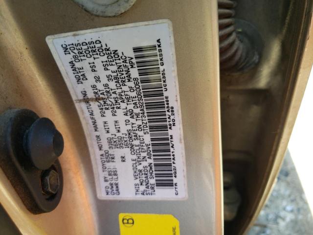 5TDZT34A92S060068 - 2002 TOYOTA SEQUOIA SR5 TAN photo 13