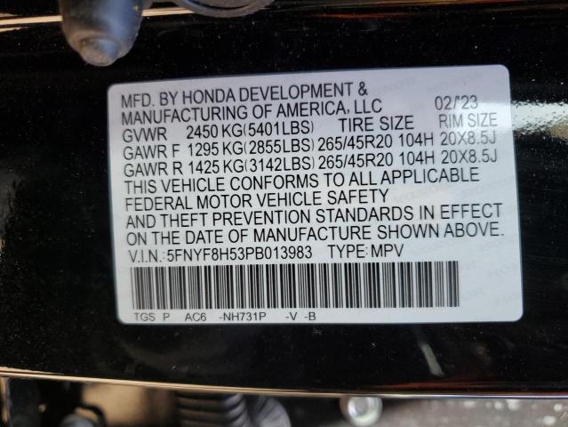 5FNYF8H53PB013983 - 2023 HONDA PASSPORT EXL Qara foto 13