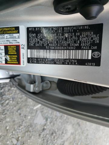 4T1BK3DB6BU414942 - 2011 TOYOTA AVALON BASE Gümüş foto 13