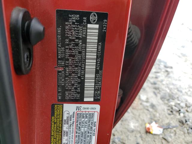 4T1BE46K27U089319 - 2007 TOYOTA CAMRY CE RED photo 13