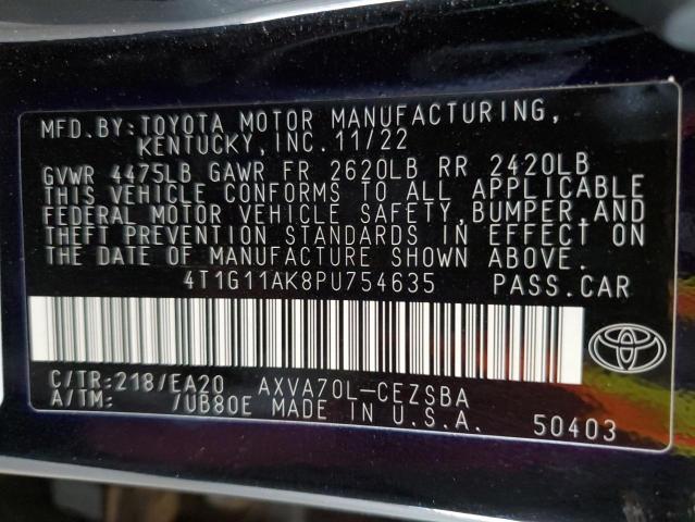 4T1G11AK8PU754635 - 2023 TOYOTA CAMRY SE NIGHT SHADE BLACK photo 12